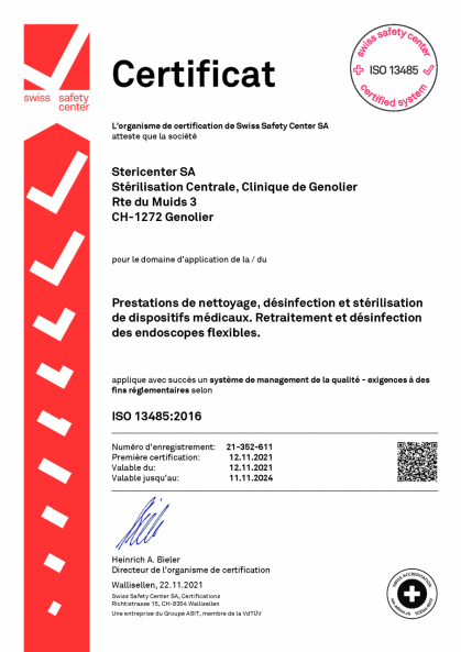 Certificat ISO Genolier
